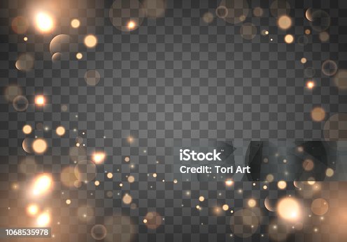 istock Izolated bright bokeh effect on a transparent background. Blurred light frame 1068535978
