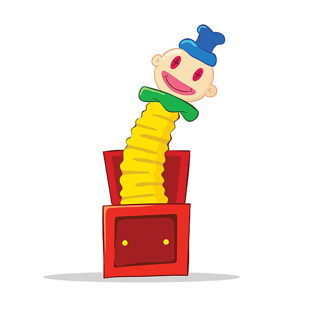 джек в поле - clown jack in the box toy stock illustrations.