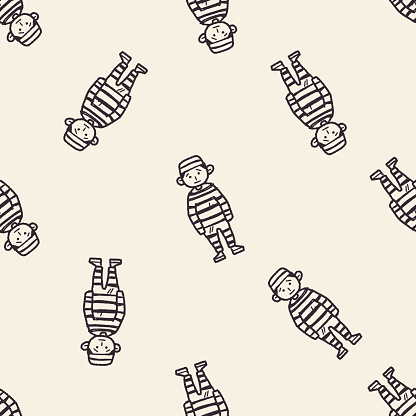 jail doodle seamless pattern background