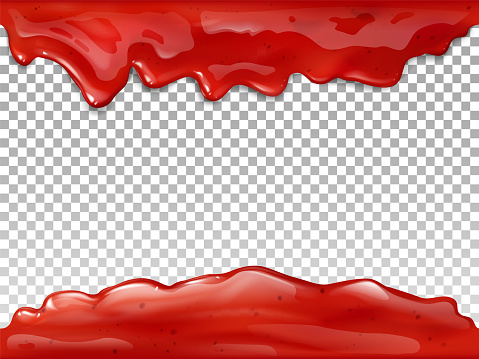 Jam red flow drops 3D vector illustration