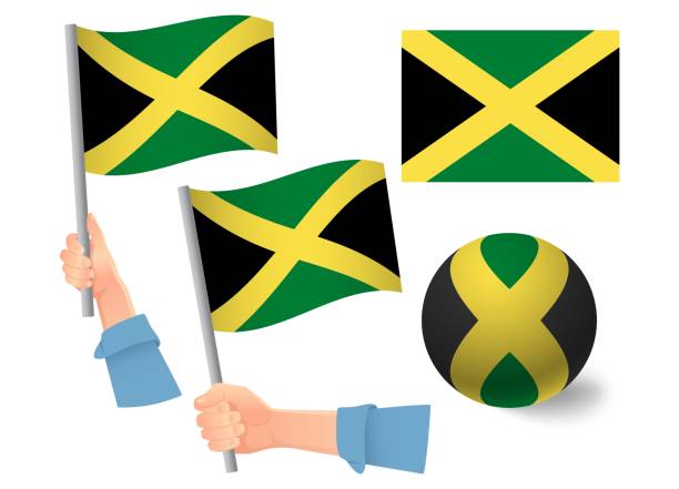 Jamaica Medium Hand Waving Flag 