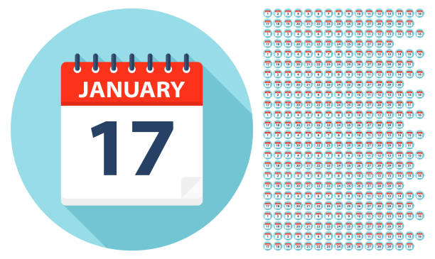 1 stycznia - 31 grudnia - ikony kalendarza. wszystkie dni w roku. - data stock illustrations