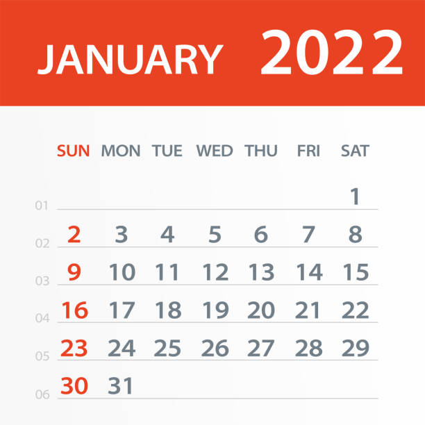 January 2022 Calendar Leaf - Vector Illustration January 2022 Calendar Leaf - Illustration. Vector graphic page january stock illustrations