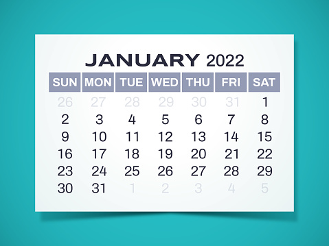 January 2022 Month Calendar
