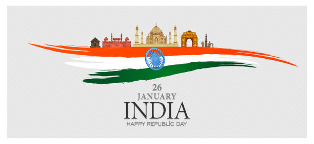 stockillustraties, clipart, cartoons en iconen met 26 januari, indische republiek dag, hand getekende vector illustratie - india