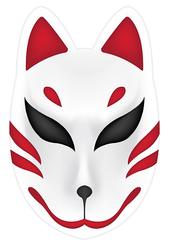 白い背景の上日本狐狐の面 お面のベクターアート素材や画像を多数ご用意 Istock