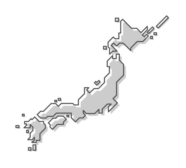 Japan map . Modern simple line style . Vector . vector art illustration