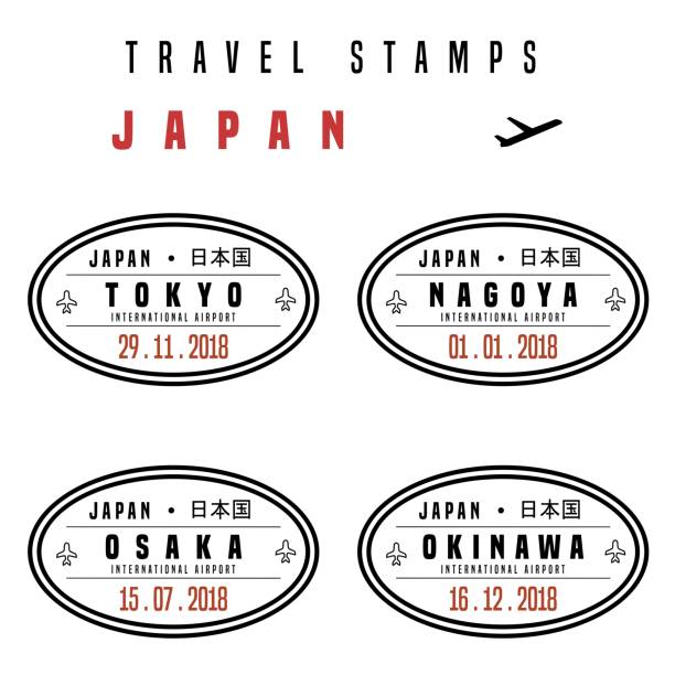 ilustrações de stock, clip art, desenhos animados e ícones de japan passport stamps - osaka