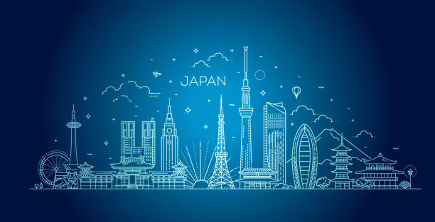日本のバケーションアイコンセット。ベクトルアイコン - 東京タワー点のイラスト素材／クリップアート素材／マンガ素材／アイコン素材