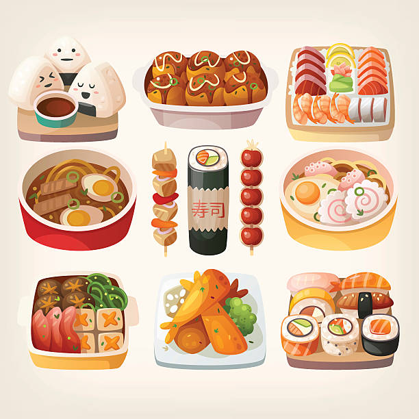 日本食のステッカー。 - エビフライ点のイラスト素材／クリップアート素材／マンガ素材／アイコン素材