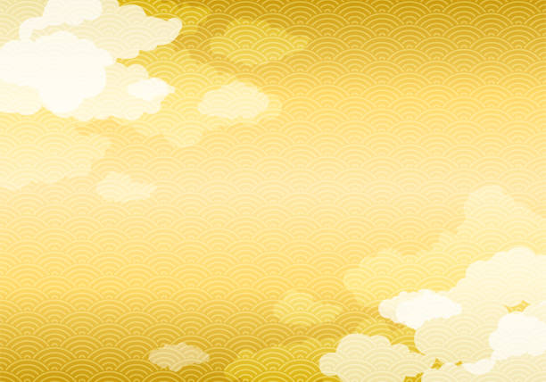 Japanese gold pattern background with cloud Vector EPS 10 format. japanese culture stock illustrations
