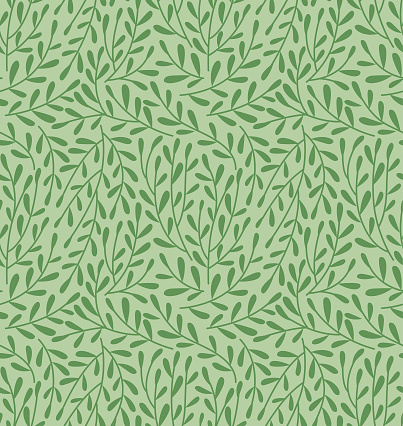 Japanese Leaf Vine Vector Seamless Pattern