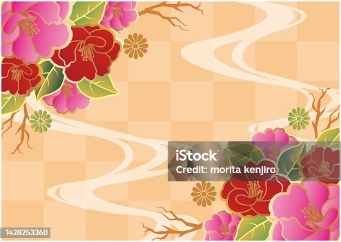 istock Japanese pattern New Year's card background 1428253360