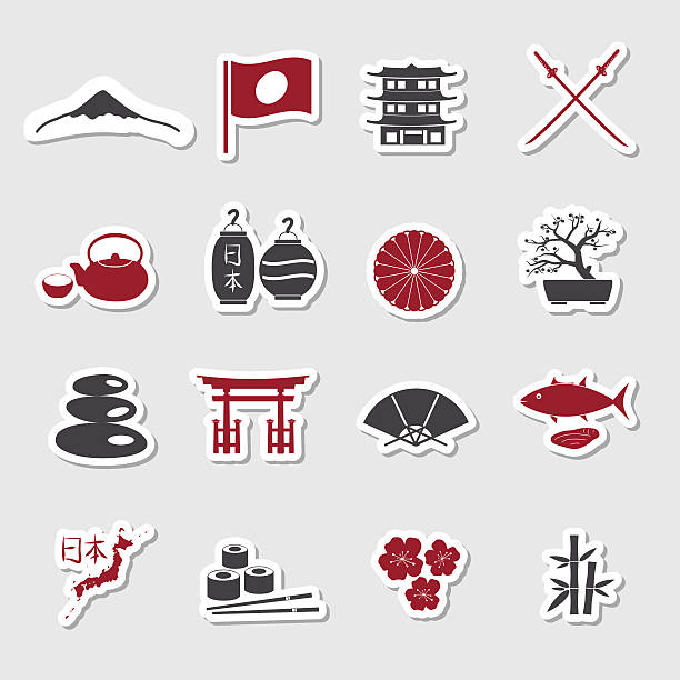 japanische stil banner set eps10 - kannestein stock-grafiken, -clipart, -cartoons und -symbole
