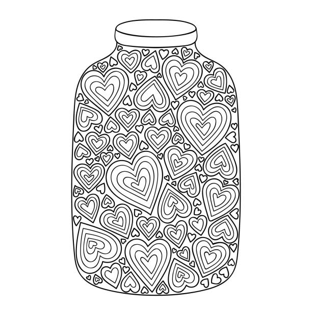 illustrations, cliparts, dessins animés et icônes de jar avec amour. - hand draw jar