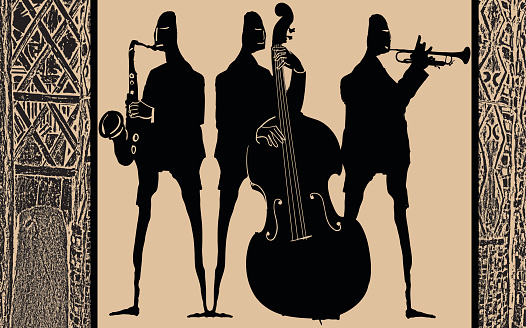 Jazz band in ethnic style design - Vector Illustration