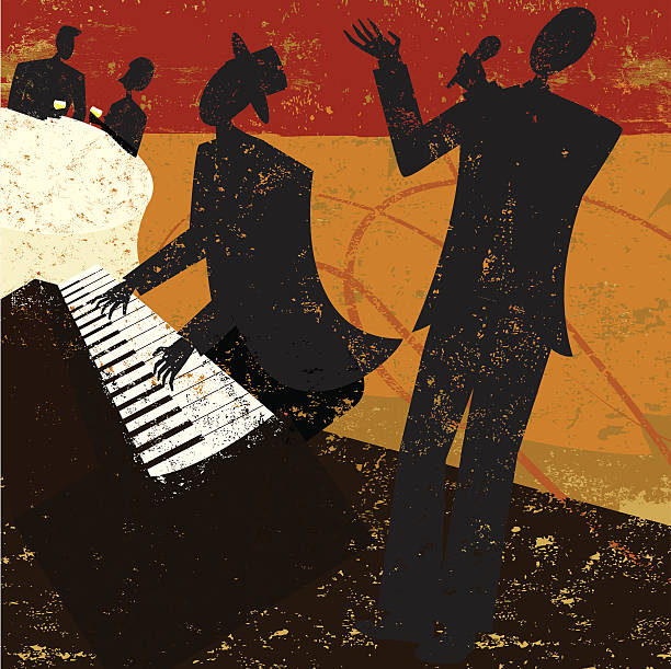 Jazz club singer vector art illustration