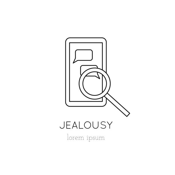ilustrações de stock, clip art, desenhos animados e ícones de jealousy line icon - mobile phone