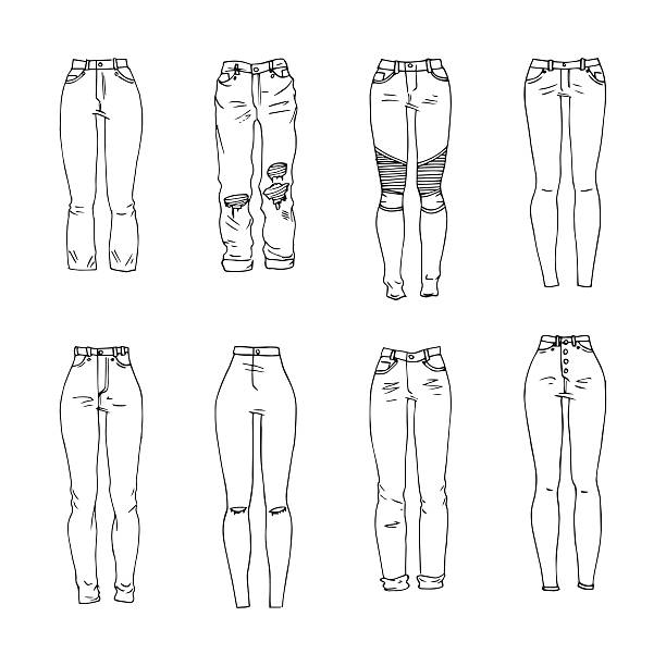 Ripped Jeans Drawing - Damenjeans Jeanshosen Fliege | Dekorisori