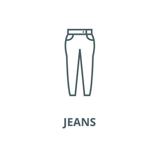 illustrations, cliparts, dessins animés et icônes de icône de ligne de vecteur de jeans, concept linéaire, signe de contour, symbole - chemise en jeans poche