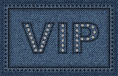 Jeans VIP vector poster with diamonds.