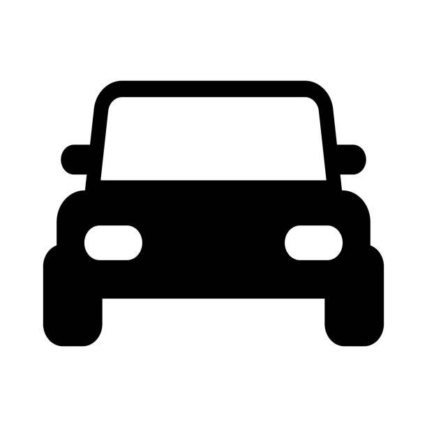 stockillustraties, clipart, cartoons en iconen met jeep pickup car front view icon cartoon style, template for logo - front view old jeep
