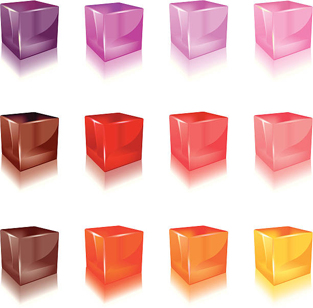 ジェリーキューブ（温かみのある色） - ゼリー点のイラスト素材／クリップアート素材／マンガ素材／アイコン素材