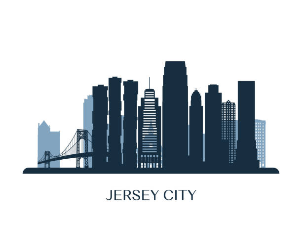 PDF JPG and Ai format and available for instant download Skyline Jersey City illustrated in vector and available in SVG Eps Png