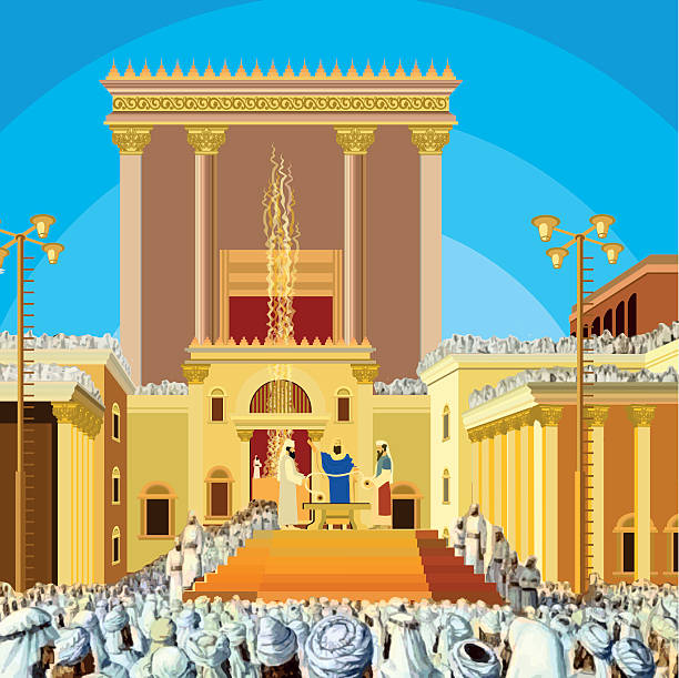 ilustraciones, imágenes clip art, dibujos animados e iconos de stock de templo de jerusalén. una escena del rey judío hace mucho tiempo en - synagogue