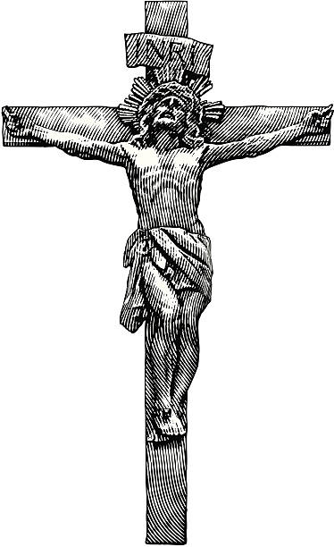 Jesus Crucifixion Engraving-style illustration of The Crucifixion. Fully editable vector art. the crucifixion stock illustrations