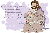 Jesus Crying while holding a dead lost Lamb who didn't know Him.