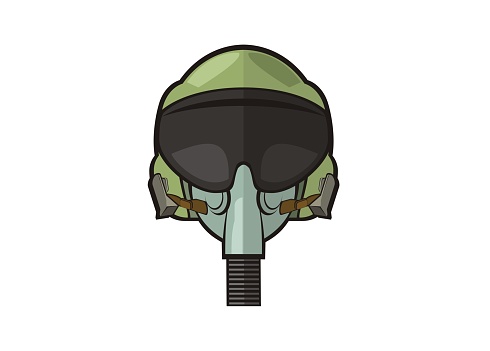 jet fighter pilot helmet simple illustration