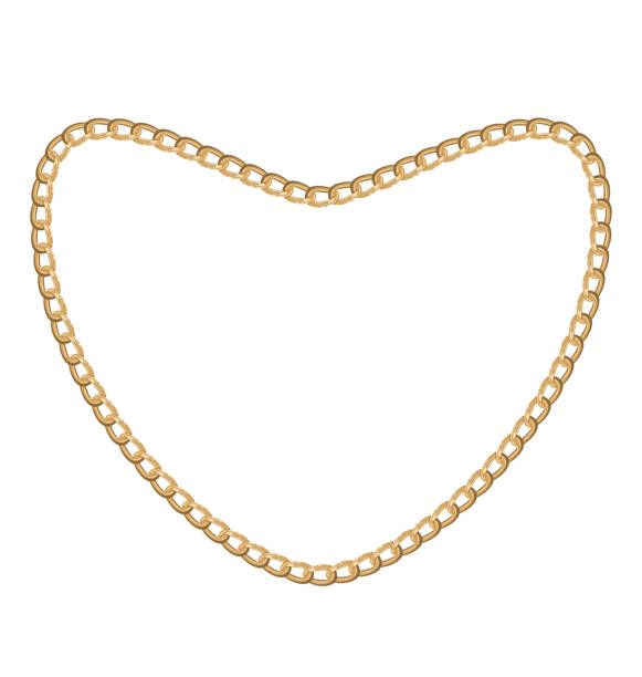 Jewelry golden chain of heart shape vector art illustration