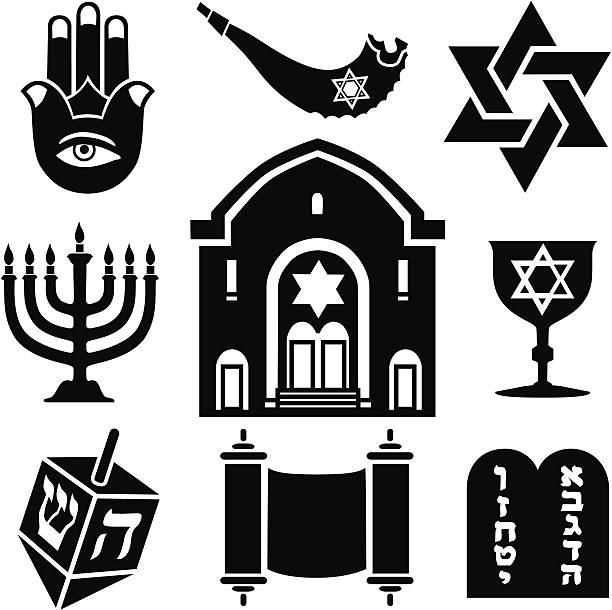 Jewish icons Vector icons with a Jewish and Old Testament theme. synagogue stock illustrations