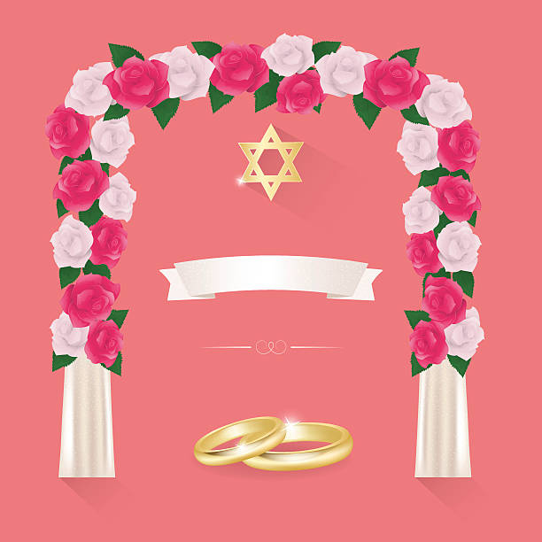 Jewish wedding elements for invitation design. Jewish wedding elements for invitation design.. chupah stock illustrations