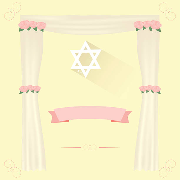 Jewish wedding elements. Jewish wedding elements for invitation design. chupah stock illustrations