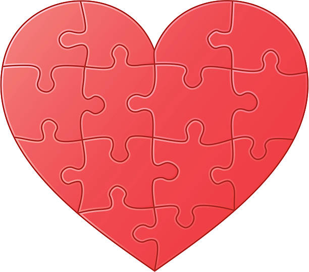 Jigsaw pussle heart vector art illustration