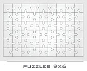 simple Jigsaw puzzle frame on a gray background