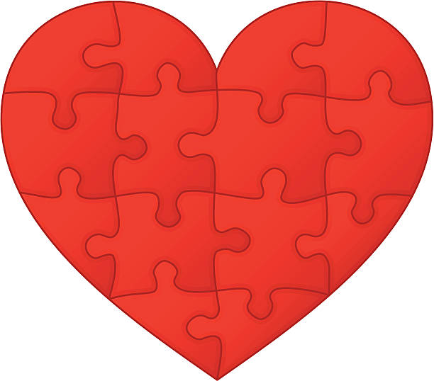 Jigsaw puzzle heart vector art illustration
