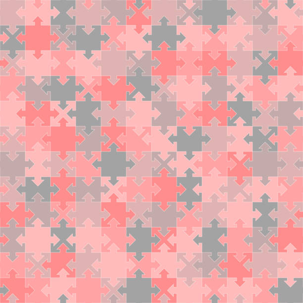 jigsaw puzzle template. arrow and square shapes. vector seamless pattern. geometric shapes. pink and gray baby repetitive background. fabric swatch. continuous print. modern stylish texture jigsaw puzzle template. arrow and square shapes. vector seamless pattern. geometric shapes. pink and gray baby repetitive background. fabric swatch. continuous print. modern stylish texture tessellation stock illustrations