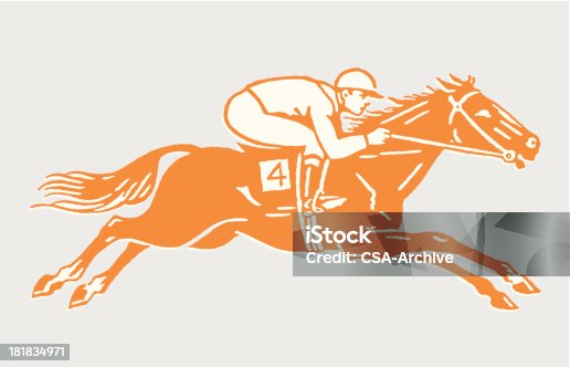 istock Jockey on Racehorse in Action 181834971