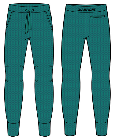 Jogger track bottom Pants design flat sketch vector illustration, Track pants concept with front and back view, Sweatpants for running, jogging, fitness, and active wear pants design.