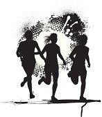 Joggers. Silhouette illustration of Joggers or Cross Country Runners - Girls. Check out my "Fitness, Exercise & Running” light box for more.