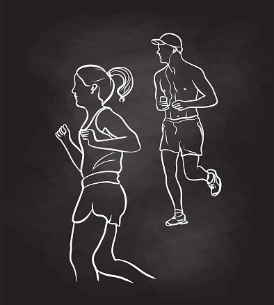 Jogging Couple Blackboard