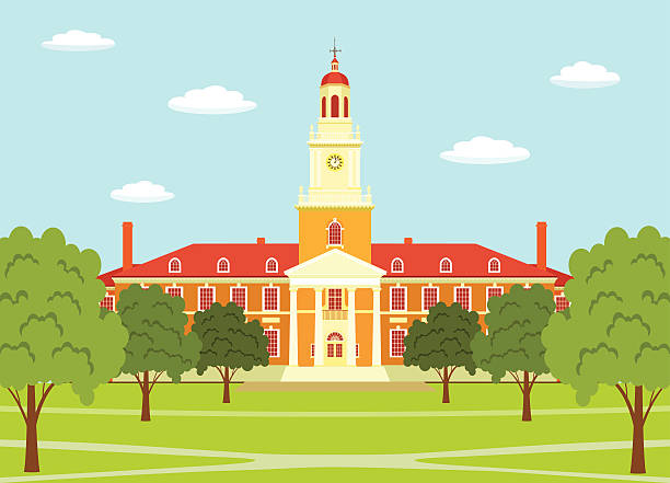 Johns Hopkins University Johns Hopkins University - illustration. college campus stock illustrations