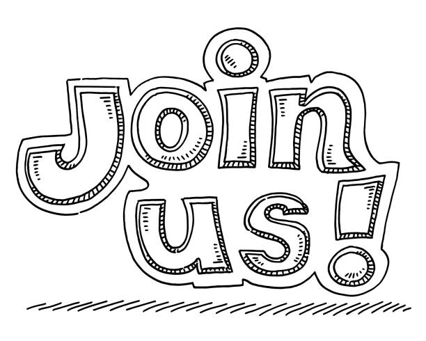 Join Us Text Drawing Hand-drawn vector drawing of a Join Us Text. Black-and-White sketch on a transparent background (.eps-file). Included files are EPS (v10) and Hi-Res JPG. recruitment drawings stock illustrations