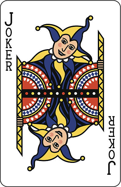 Joker Blue Playing Card Joker Playing Card. jester stock illustrations