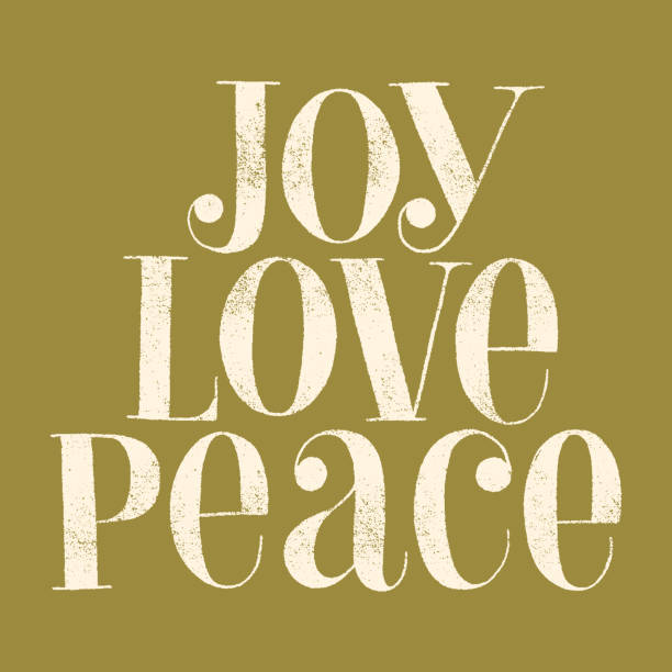 ilustrações, clipart, desenhos animados e ícones de joy love peace citação de letra desenhada à mão - alegria