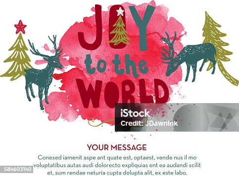 istock Joy to the World hand lettered Christmas Holiday greeting design 584603140