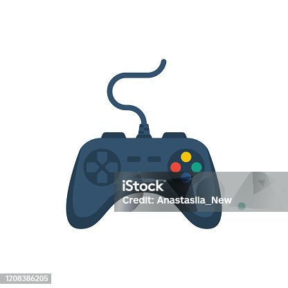 istock Joystick flat icon. Playing online. Gamepad cartoon icon. Game controller. 1208386205